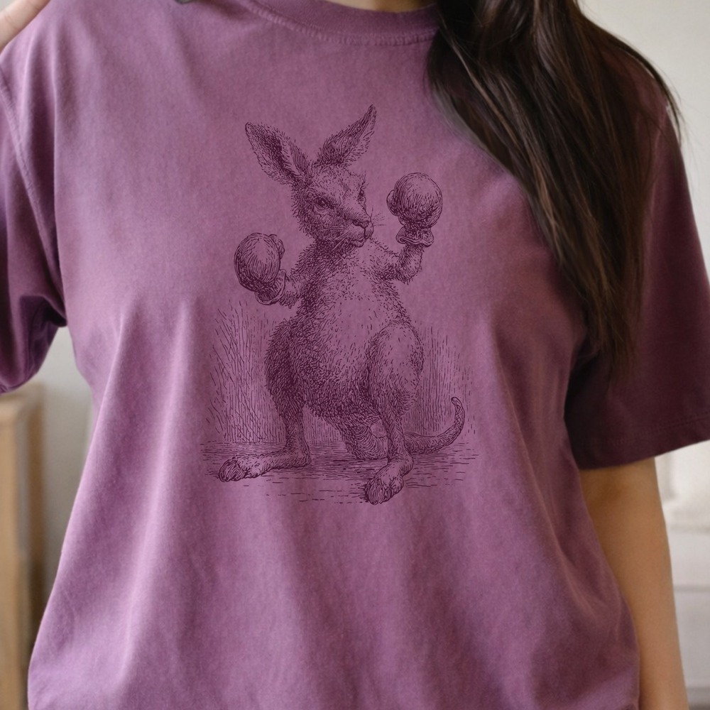 Boxing Kangaroo Detailed Line Work Graphic Tee
